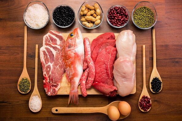 Os produtos de carne e peixe são mostrados com prostatite