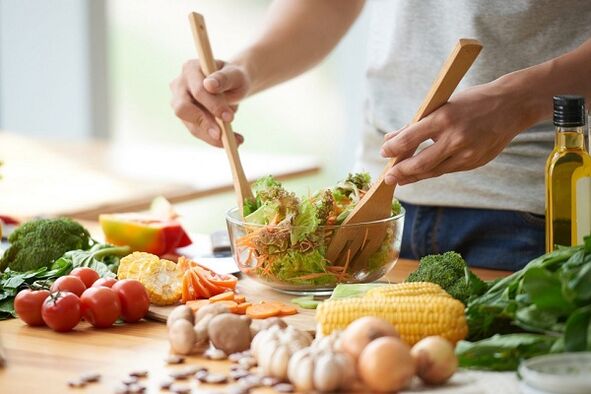 Preparação de salada de vegetais para prostatite